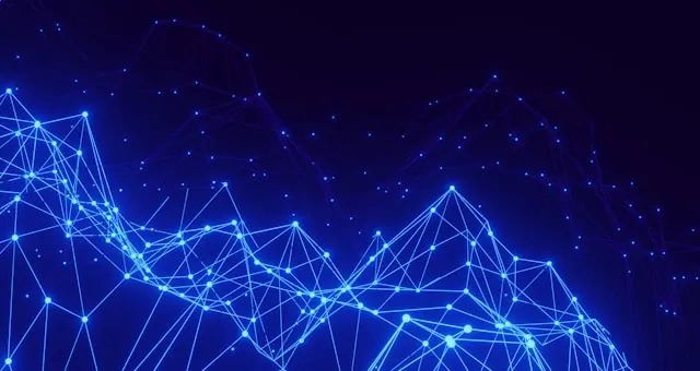 A network of connected points against a dark background.